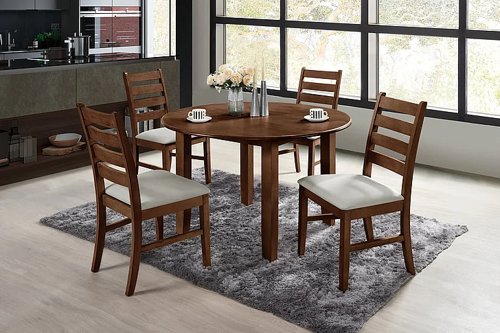 New Classic Pascal 5pc 47" Round Dining Set in Walnut