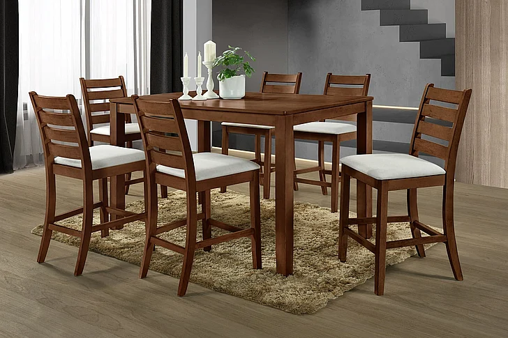 New Classic Pascal 7pc Counter Dining Room Set in Walnut