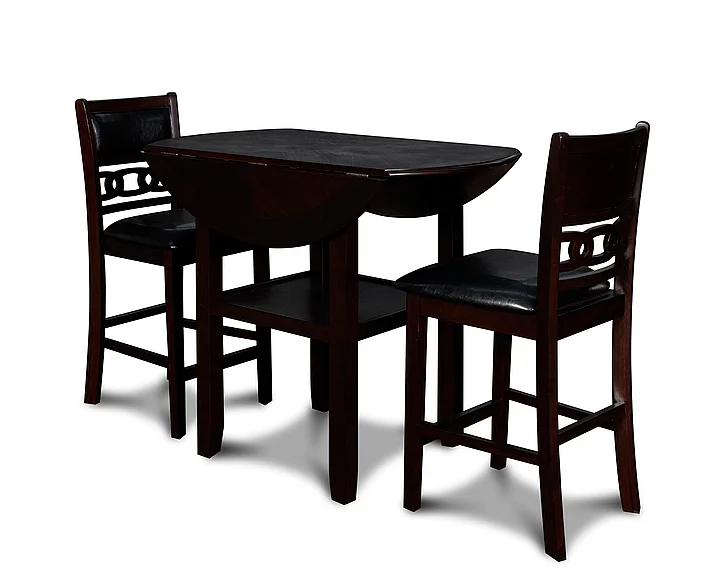 New Classic Gia 3Pc 42" Counter Drop Leaf Table & 2 Chairs in Ebony D1701-42S-EBY PROMO
