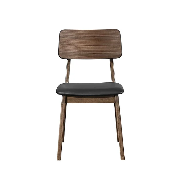 New Classic Thea Wood Back Side Chair w/ Black Seat (Set of 2) in Walnut D1750-20