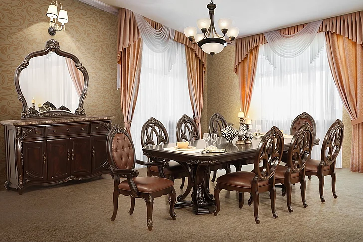 New Classic Furniture Palazzo Marina 9pc Rectangular Dining Set in Cherry