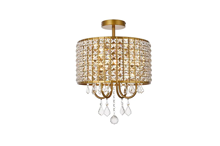 Elegant Elise 14 In. Flush Mount in Brass LD712F14BR CLOSEOUT
