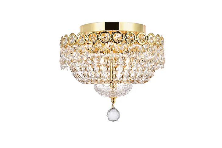 Elegant Century 4 Light Gold Flush Mount Clear Royal Cut Crystal V1900F12G/RC CLOSEOUT