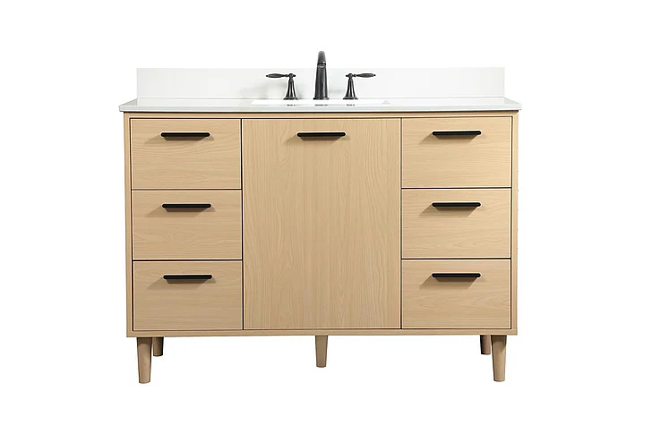 Elegant 48 In. Bathroom Vanity in Maple with Backsplash VF47048MMP-BS CLOSEOUT