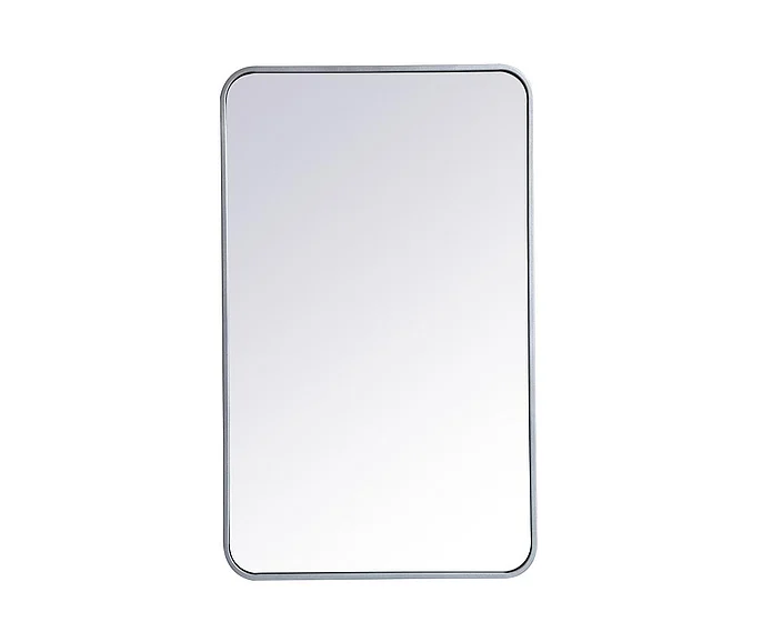 Elegant Soft Corner Metal Rectangular Mirror 22X36 In. in Silver MR802236S