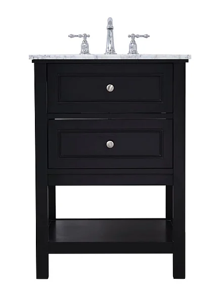 Elegant 24 In. Single Bathroom Vanity Set in Black VF27024BK