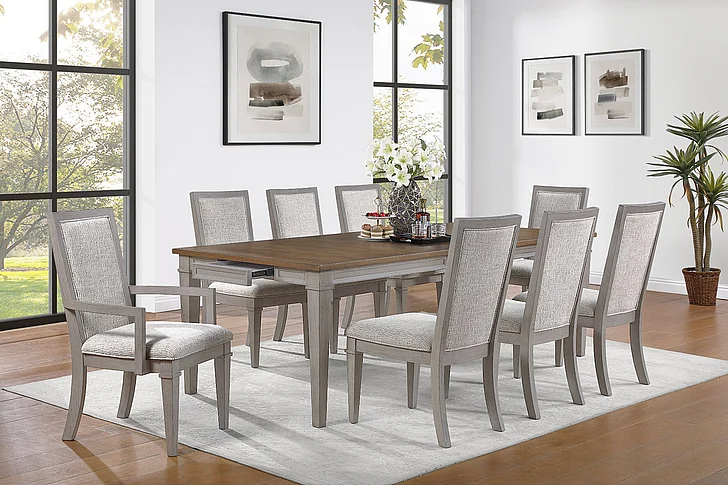 New Classic Mariana 7pc Rectangle Dining Set in Vintage Creme