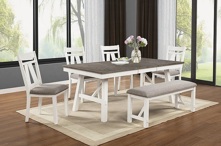 Massa Gallery Lindsy 6-Piece Rectangular Dining Set in Off White D215-6PC