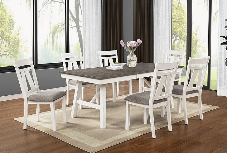 Massa Gallery Lindsy 7-Piece Rectangular Dining Set in Off White D215-7PC