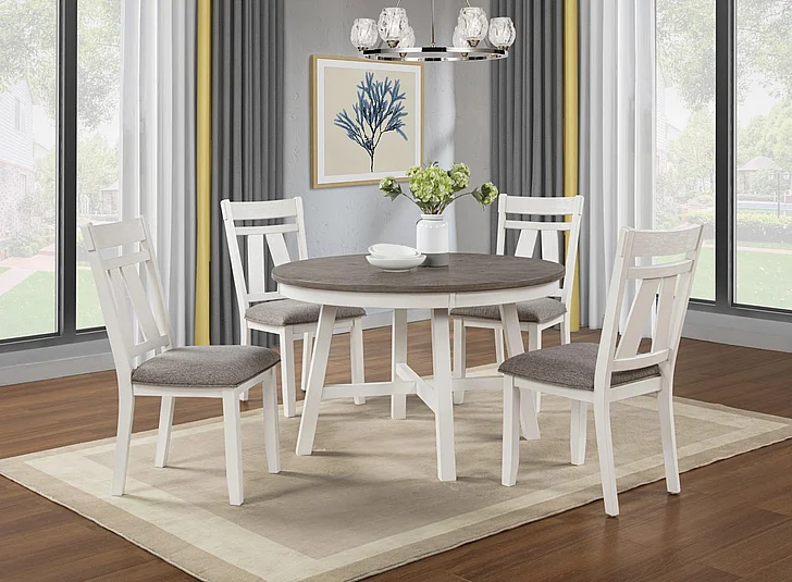 Massa Gallery Lindsy 5-Piece Round Dining Set in Off White D215-5PC