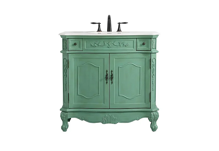 Elegant 36 In. Single Bathroom Vanity in Vintage Mint VF10136VM