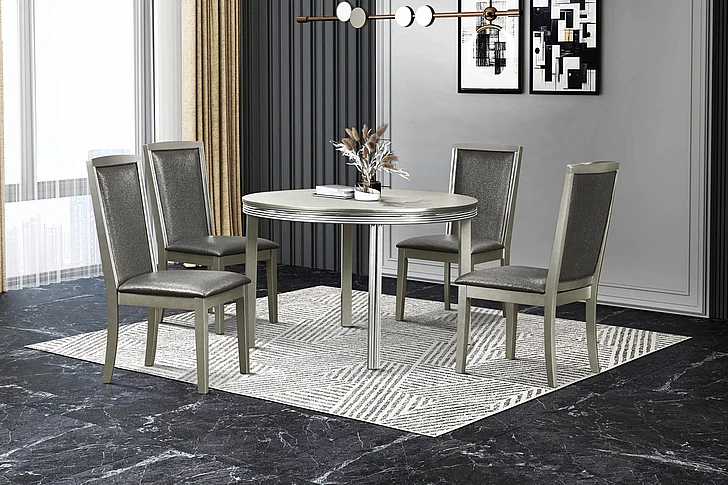 New Classic Lumina 5pc Dining Room Set in Silver