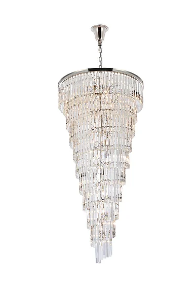 Elegant Sydney 36.5 In. Spiral Crystal Chandelier in Polished Nickel 1201SR36PN/RC