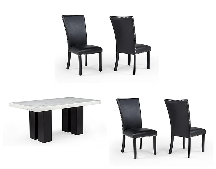 Massa Gallery Blaze 5-Piece Rectangular Dining Set in Black D255-Black-5PC