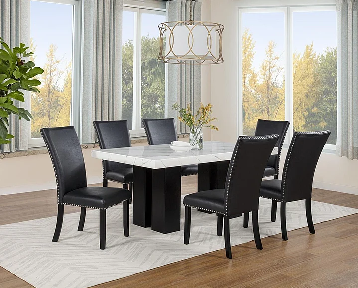 Massa Gallery Blaze 7-Piece Rectangular Dining Set in Black D255-Black-7PC
