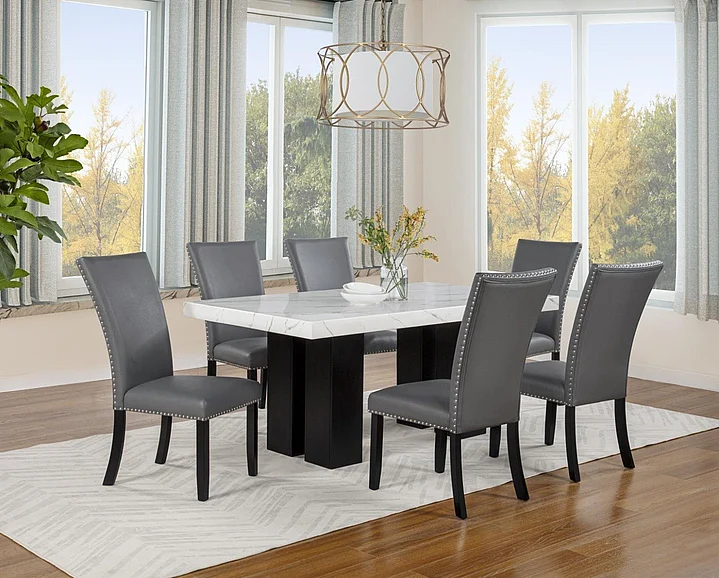 Massa Gallery Blaze 7-Piece Rectangular Dining Set in Grey D255-Grey-7PC
