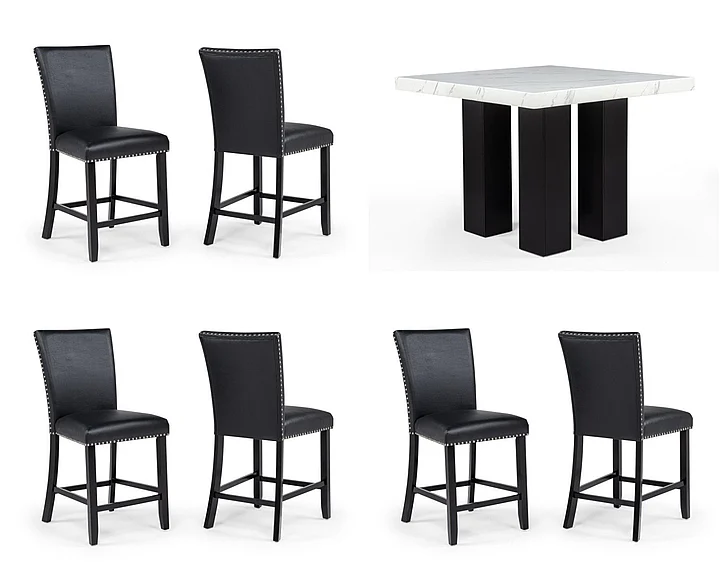 Massa Gallery Blaze 7-Piece Square Counter Height Dining Set in Black D256-Black-7PC