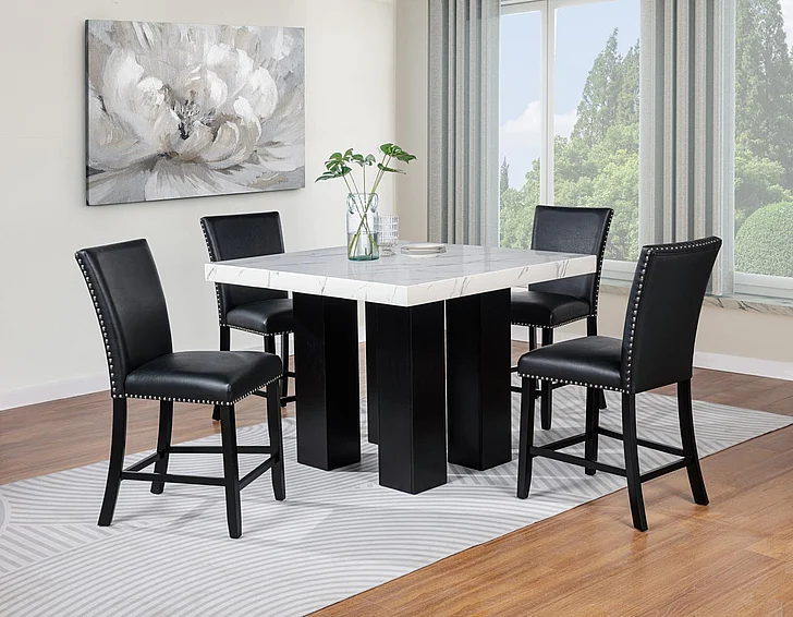 Massa Gallery Blaze 5-Piece Square Counter Height Dining Set in Black D256-Black-5PC
