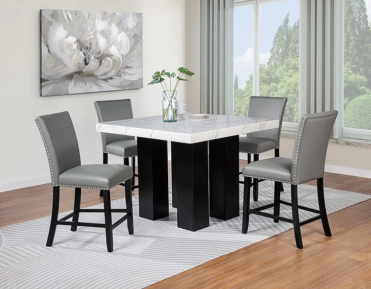 Massa Gallery Blaze 5-Piece Square Counter Height Dining Set in Grey D256-Grey-5PC