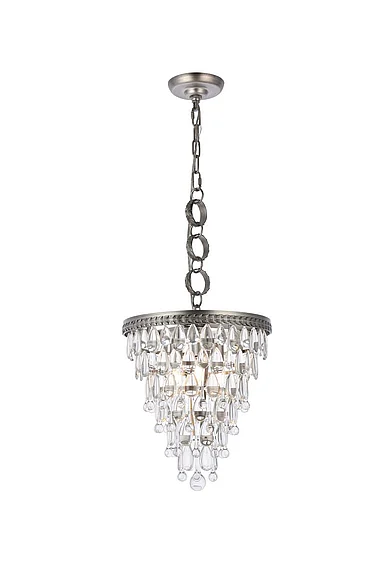 Elegant Nordic 3 Light Antique Silver Pendant Clear Royal Cut Crystal 1219D13AS/RC