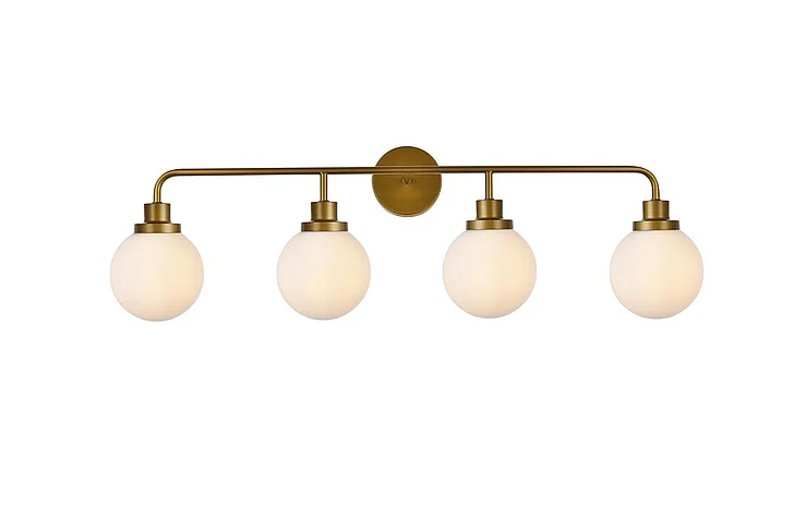 Elegant Hanson 4 Lights Bath Sconce in Brass with Frosted Shade LD7036W38BR