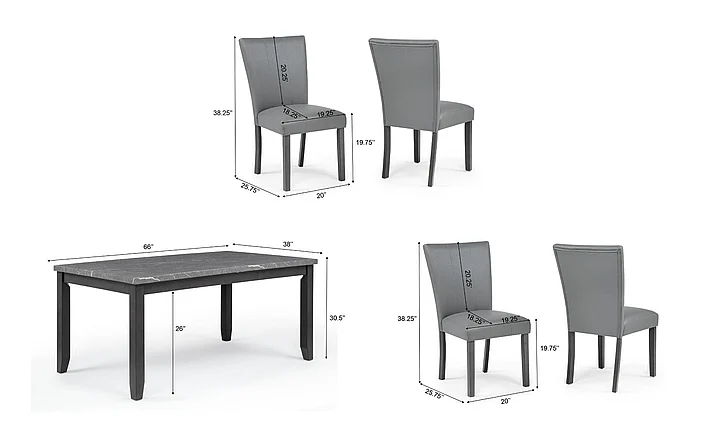 Massa Gallery Zora 5-Piece Rectangular Dining Set in Grey D262-5PC