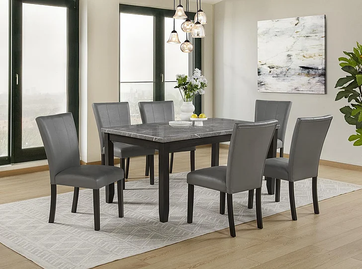 Massa Gallery Zora 7-Piece Rectangular Dining Set in Grey D262-7PC