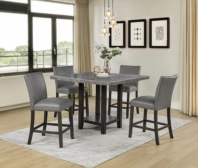 Massa Gallery Zora 5-Piece Square Counter Height Dining Set in Grey D263-5PC