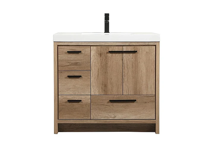 Elegant 36 In. Single Bathroom Vanity in Natural Oak VF46036NT