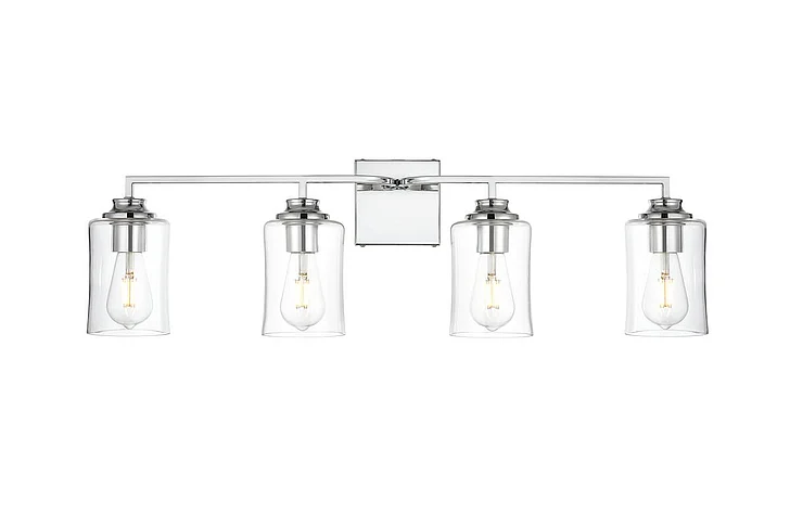 Elegant Ronnie 4 Light Chrome and Clear Bath Sconce LD7314W32CH CLOSEOUT