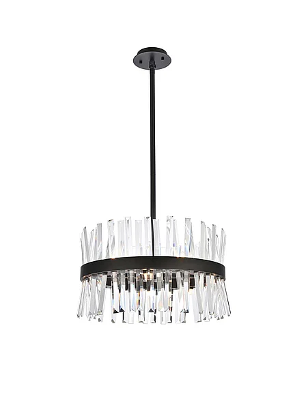 Elegant Serephina 20 In. Crystal Round Pendant Light in Black 6200D20BK