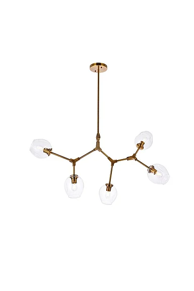 Elegant Cavoli 5 Lights Brass Chandelier 1712D42BR