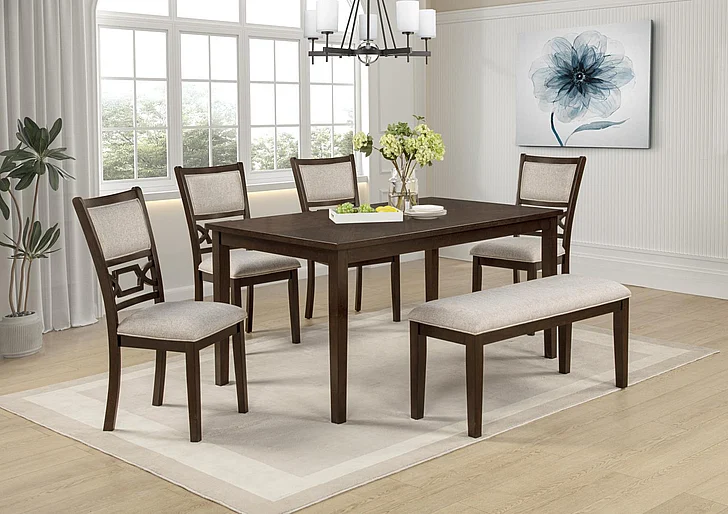 Massa Gallery Bruno 6-Piece Rectangular Dining Set in Brown D310-60