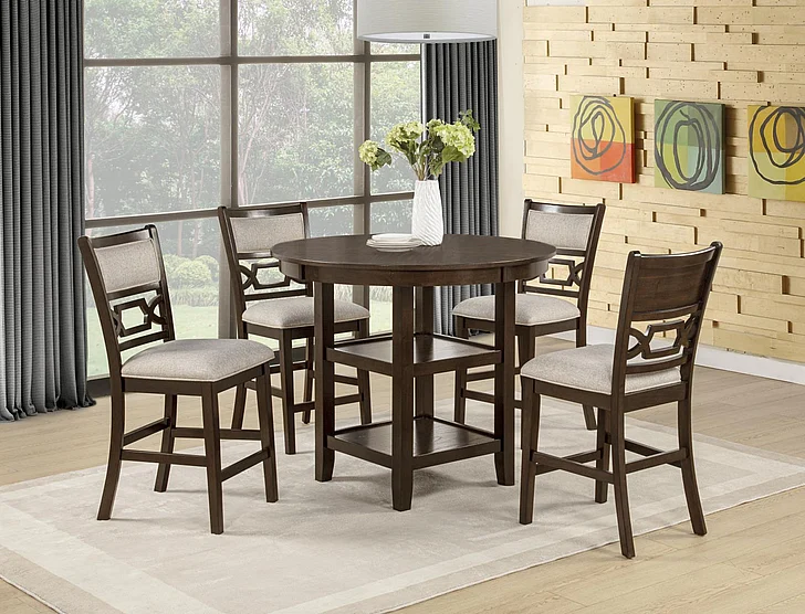 Massa Gallery Bruno 5-Piece Round Counter Height Dining Set in Brown D311-50