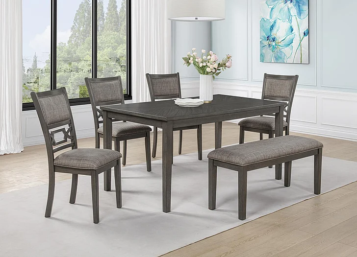 Massa Gallery Bruno 6-Piece Rectangular Dining Set in Grey D315-60
