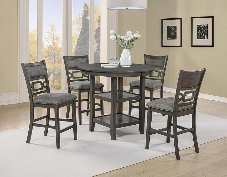 Massa Gallery Bruno 5-Piece Round Counter Height Dining Set in Grey D316-50