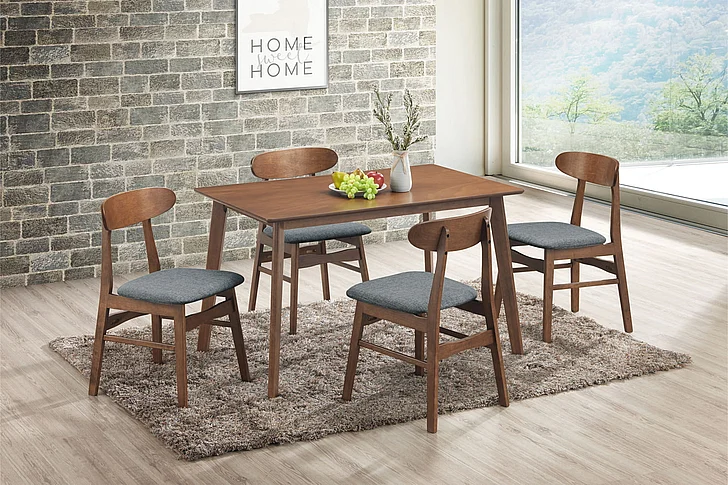 New Classic Morocco 5pc 47" Rectangular Dining Set in Walnut Brown