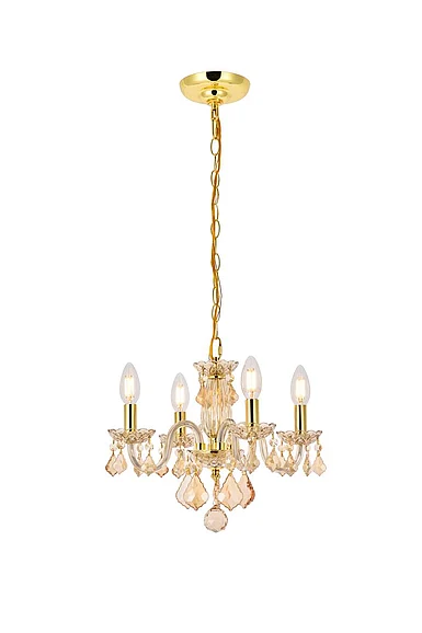 Elegant Rococo 4 Light Golden Shadow Pendant Golden Shadow (Champagne) Royal Cut Crystal V7804D15GS-GS/RC
