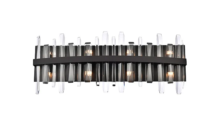 Elegant Serena 30 In. Crystal Bath Sconce in Black 2200W30BK