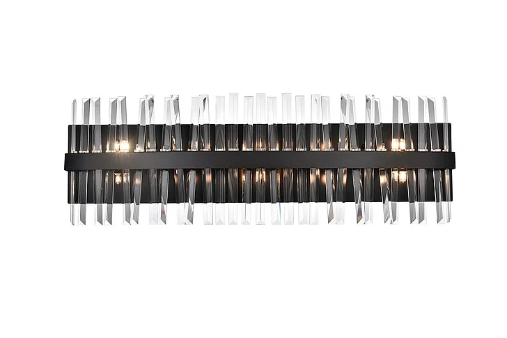 Elegant Serephina 36 In. Crystal Bath Sconce in Black 6200W36BK