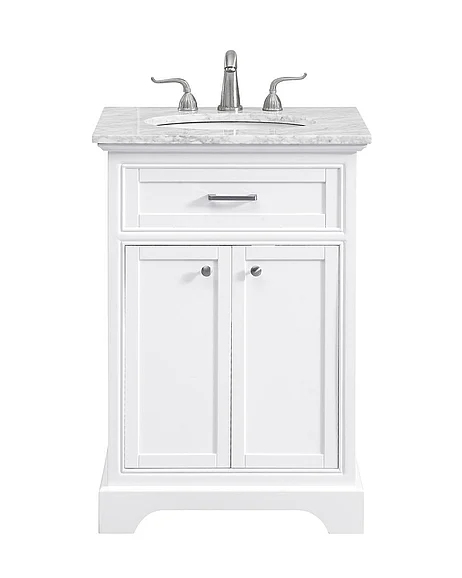 Elegant 24 In. Single Bathroom Vanity Set in White VF15024WH