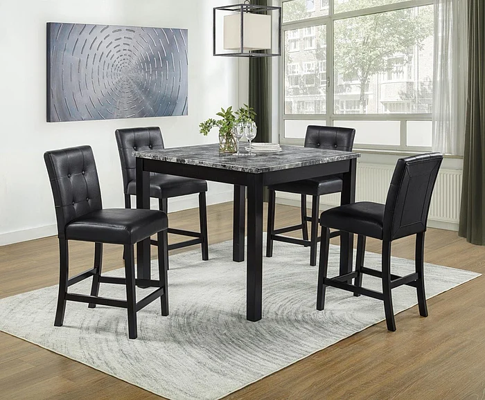 Massa Gallery Darcy 5-Piece Square Counter Height Dining Set in Black D360-50