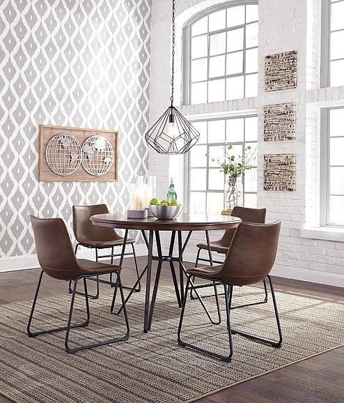 Centiar 5-Piece Round Dining Table Set in Brown