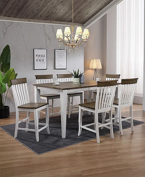 ECI Furniture Ashford 7pc Counter Leg Dining Room Set in White