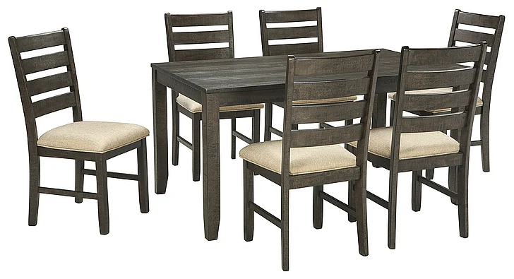 Rokane 7pc Dining Set in Brown D397-425