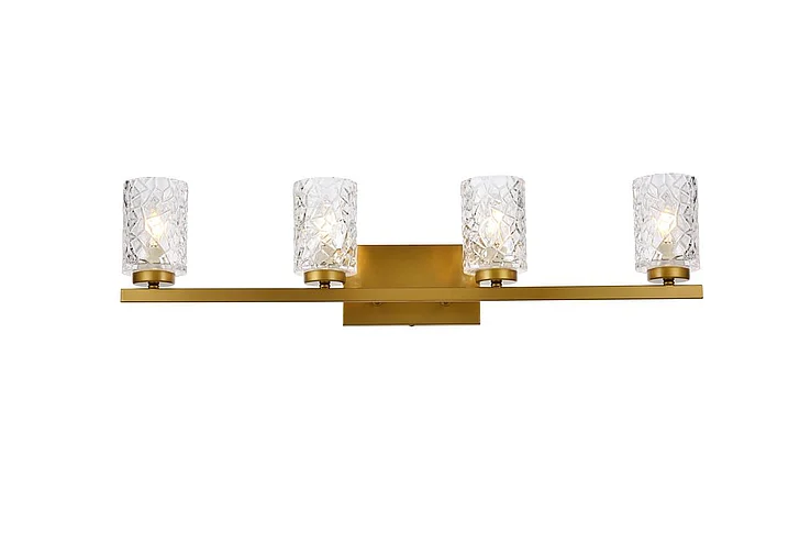 Elegant Cassie 4 Lights Bath Sconce in Brass with Clear Shade LD7028W32BR