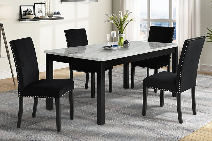 New Classic Celeste 5pc 64" Dining Room Set in Espresso/Faux Marble