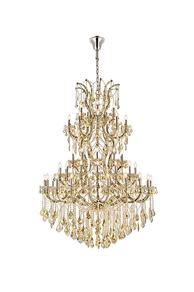 Elegant Maria Theresa 61 Light Golden Teak Chandelier Golden Teak (Smoky) Royal Cut Crystal 2800G54GT-GT/RC