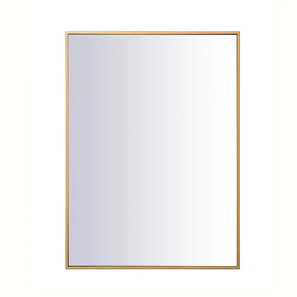 Elegant Metal Frame Rectangle Mirror 27 In. in Brass MR42736BR