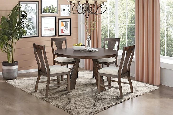 New Classic Chestnut Ridge 5pc 47" Dining Room Set in Brown